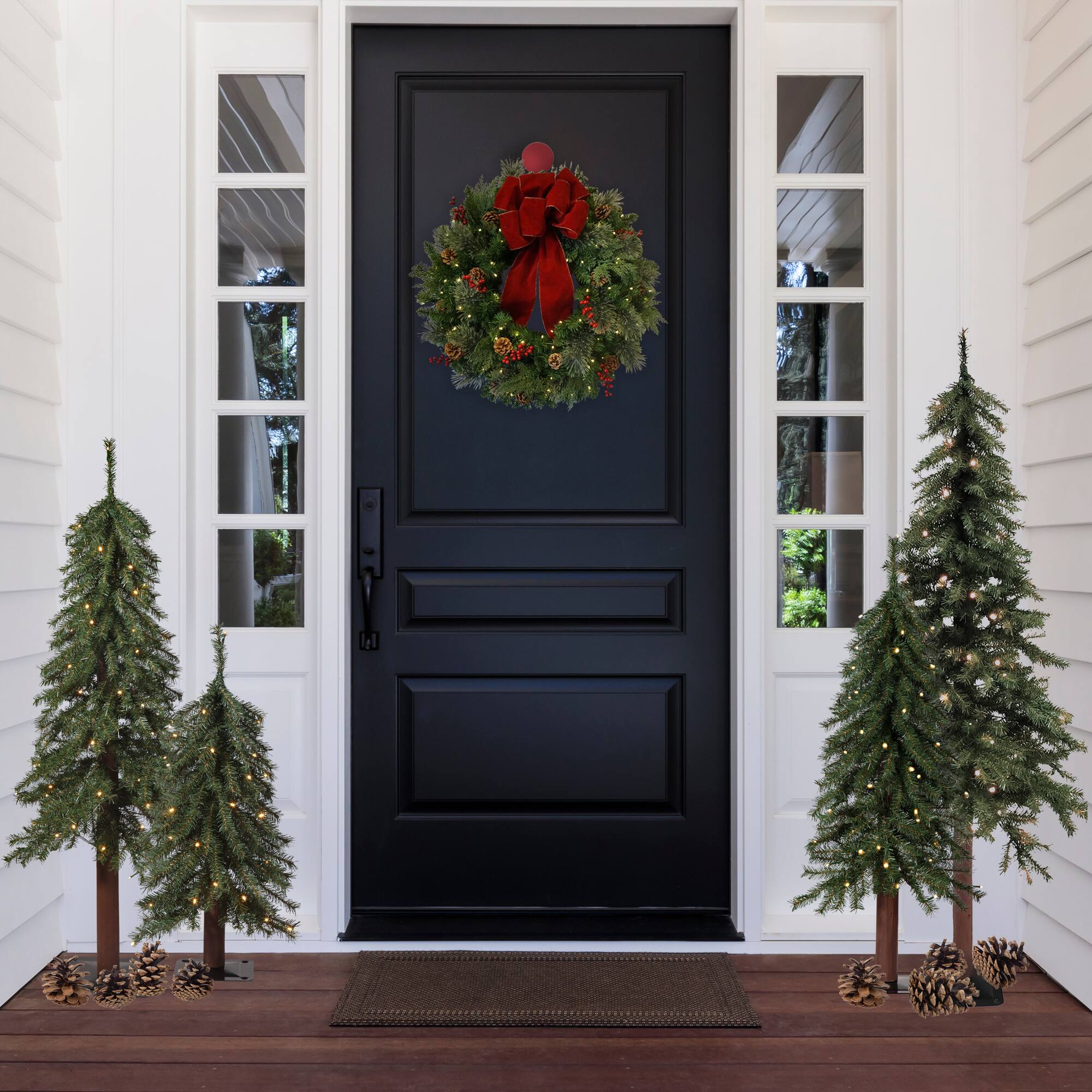3ft. Mountain Fir Artificial Christmas Tree with Natural Wood Pole, Soft White LED Lights